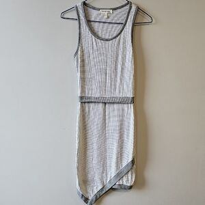 Monteau Gray and White Small Striped Dress